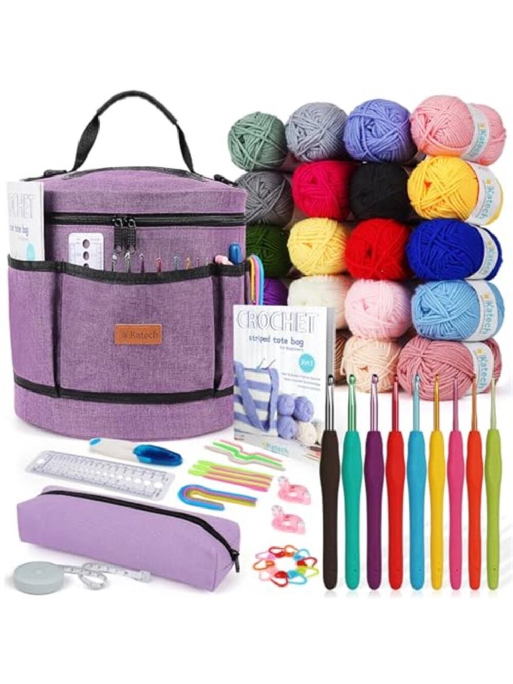 Crochet Kit For Beginners Yarn Hooks Storage Bag Complete Knitting Craft Set